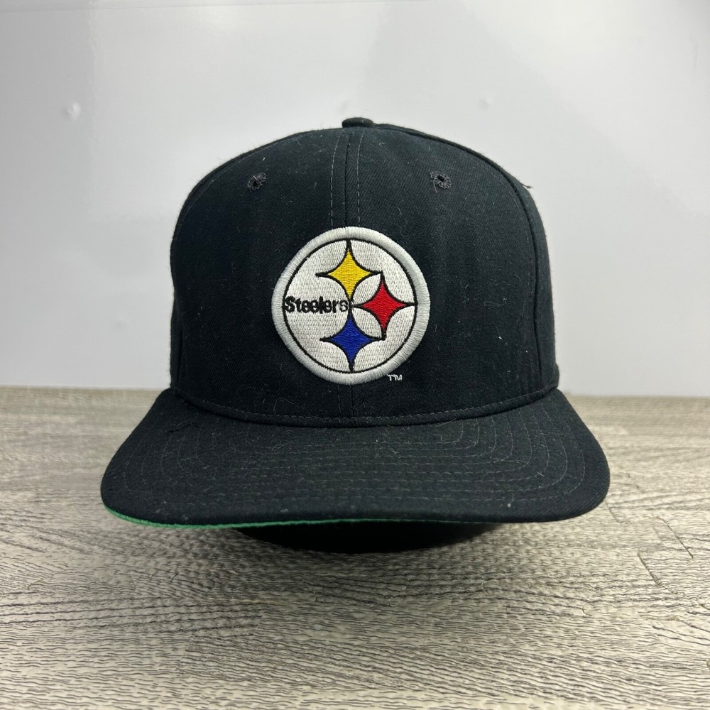 Vintage 90s New Era Pittsburgh Steelers Hat Cap Snap Back Adjustable Black NFL